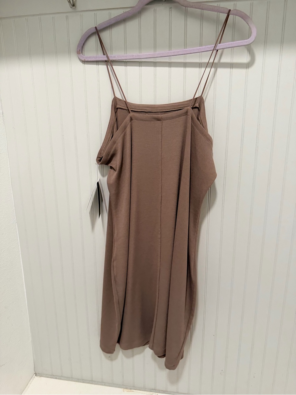 Nike Taupe Ribbed Spaghetti-Strap Bodycon Dress - Picture 4 of 4